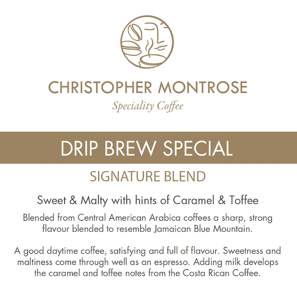 drip brew special coffee label